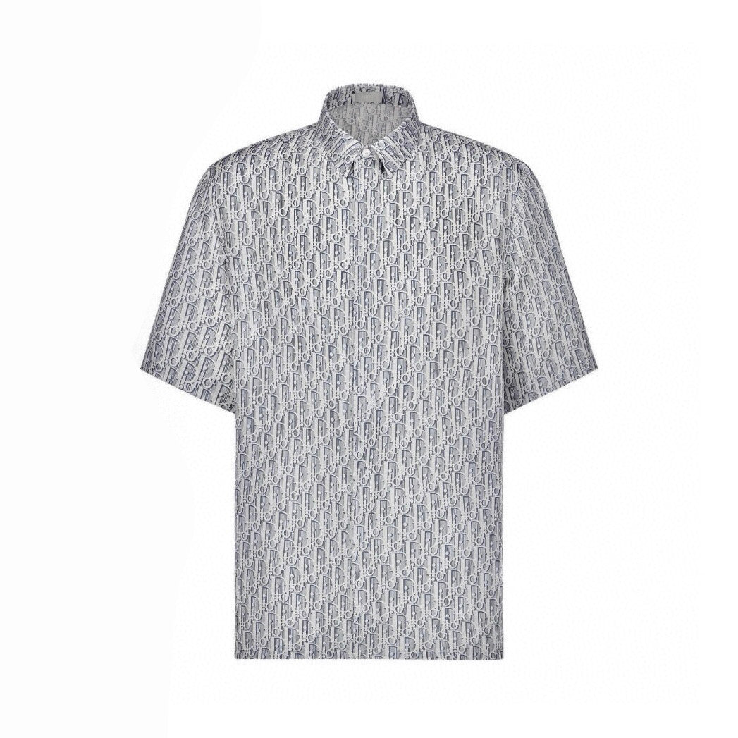 Dior Men's Spring And Summer Full Dblique Printing Logo Shirt Straight Shorts Casual Suit Set #77619