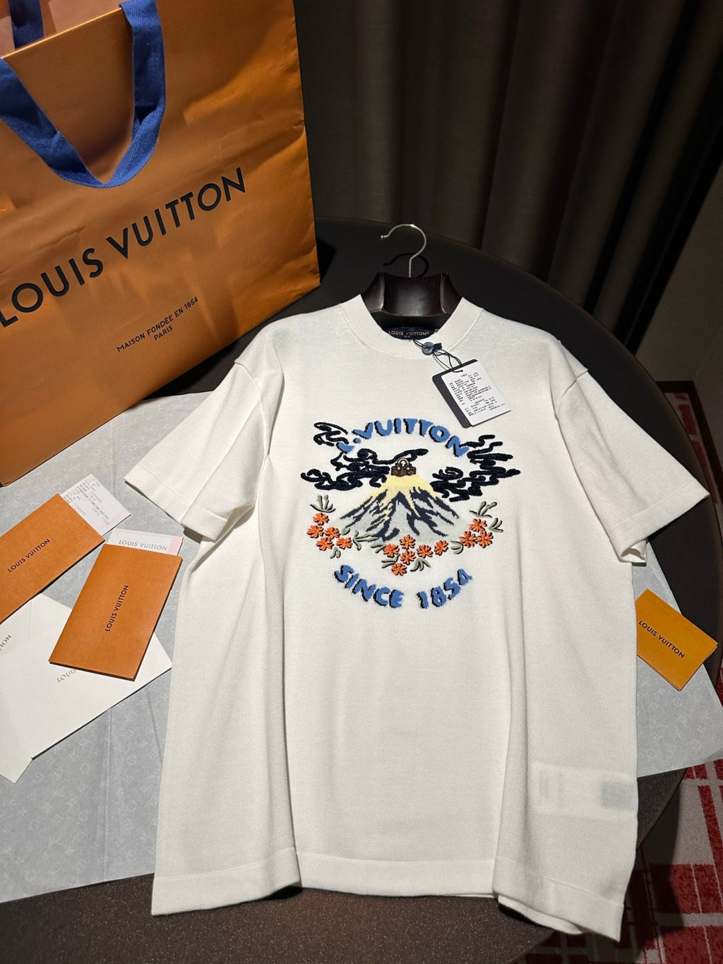 Louis Vuitton Men's And Women's Summer Solid Color Fashion Casual Letter Print Embroidered Short Sleeve Round Neck T-Shirt #78217