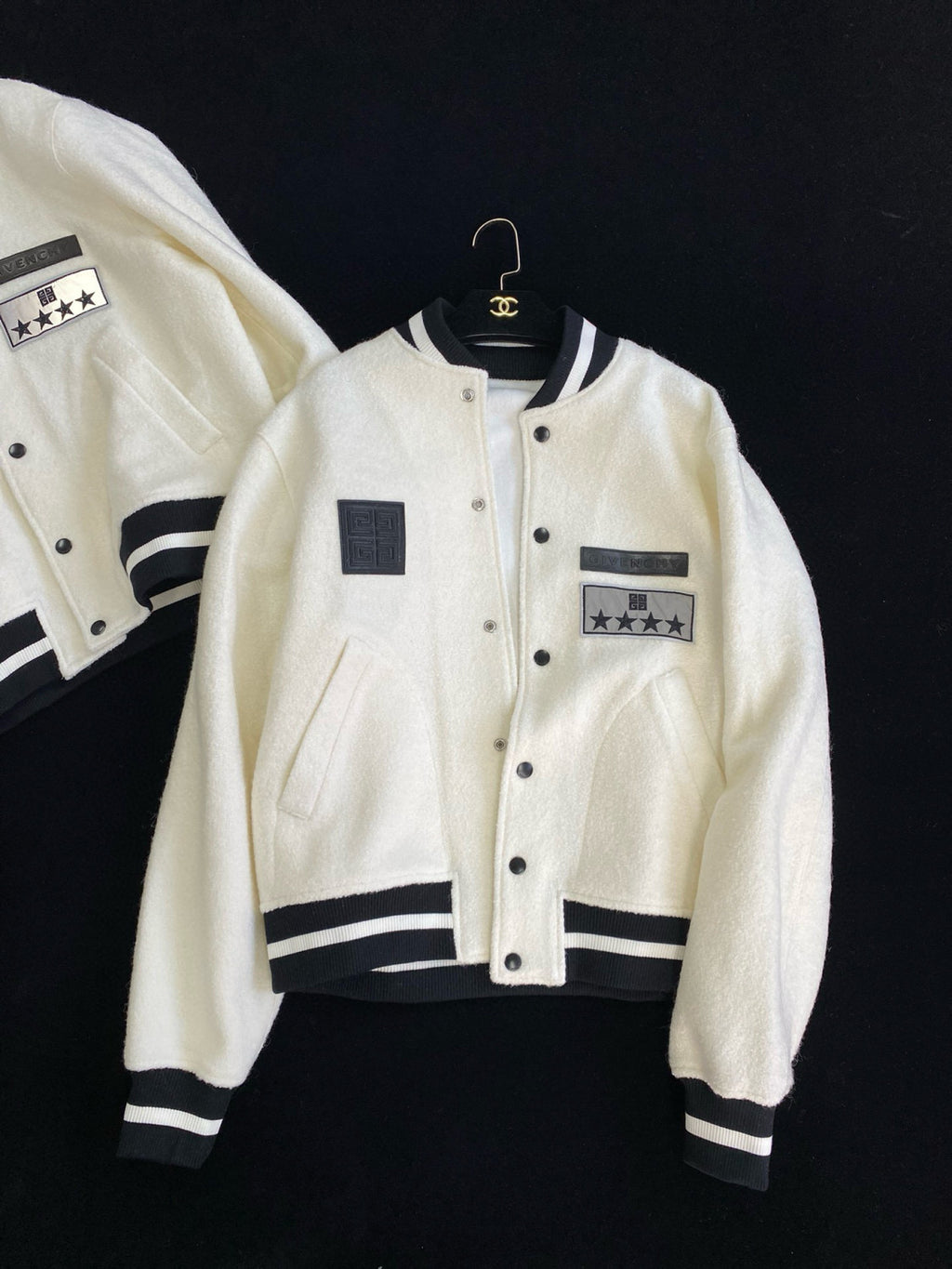 Givenchy Men's Fall/Winter Black and White Patchwork Casentino Wool Single Breasted Jacket #97953