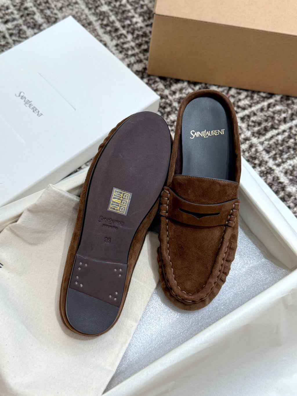 Saint Laurent LE LOAFER Mules in Suede #380512