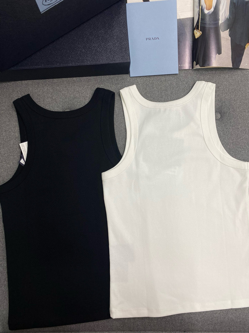 Prada Men's Summer Solid Color Logo Crew Neck Cotton Vest Top #76535