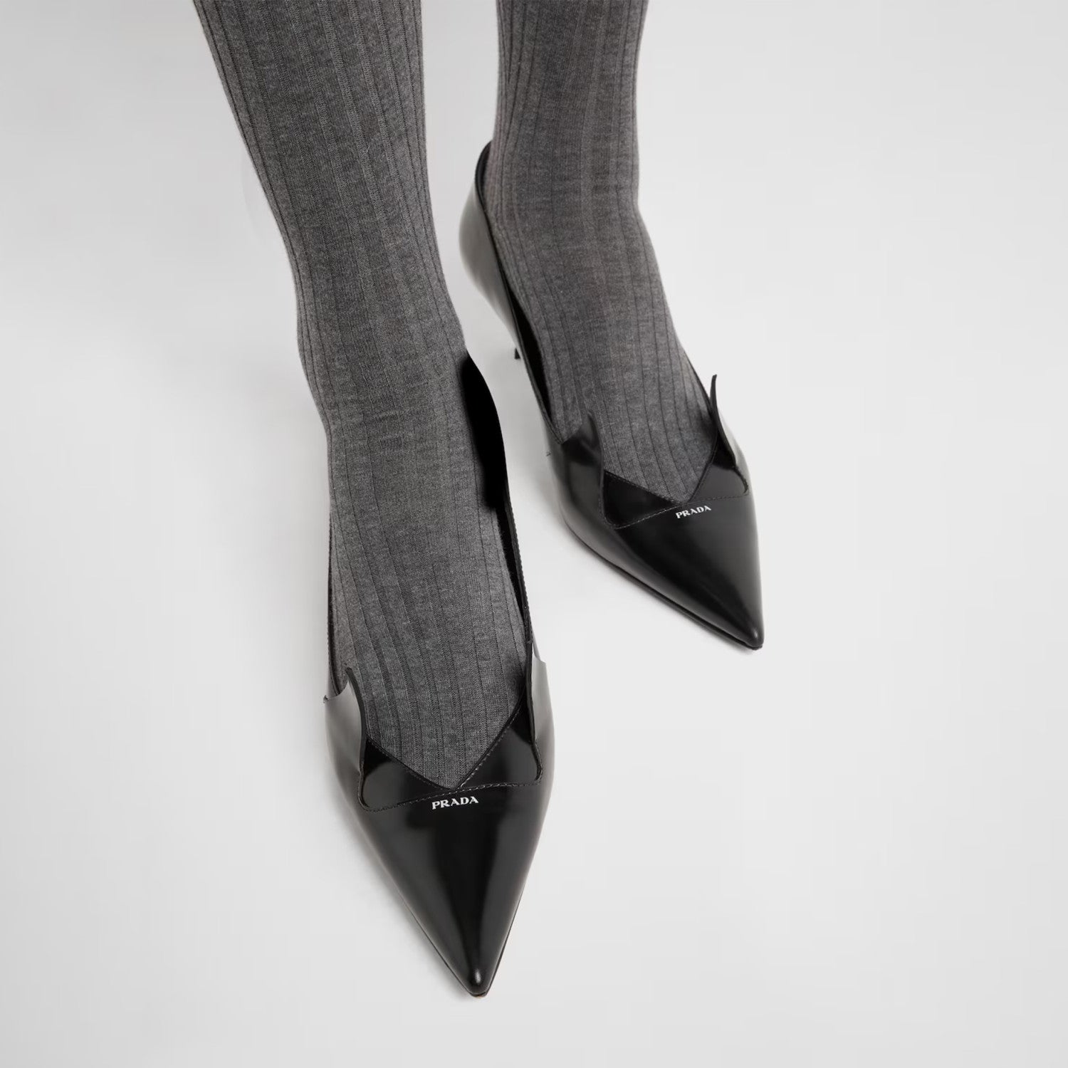 Prada Two-tone Brushed Leather Pumps Fashionable And Luxurious Pointed-toe High Heels  Shoes With Elegant Heel Height Of 5.5 Cm #81395