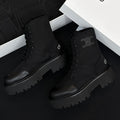 Celine Women's Spring/Fall Fashion Classic Nylon Glossy Leather Lace Up Thick Sole Martin Boots Short Boots Shoes #78277
