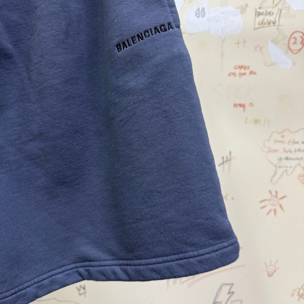 Balenciaga 25FW Men s Balenciaga Back Zipup Hoodie Regular Fit in Faded Dark Blue black Hoodie Shorts Set #332366