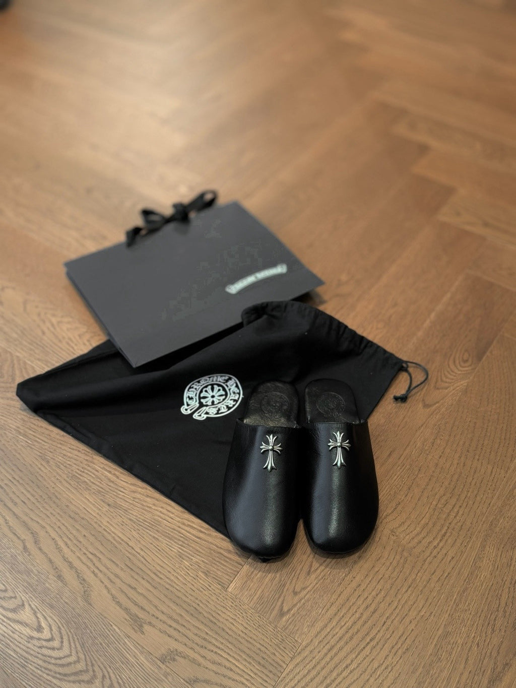 Chrome Hearts Home Mule Leather Slippers #382259