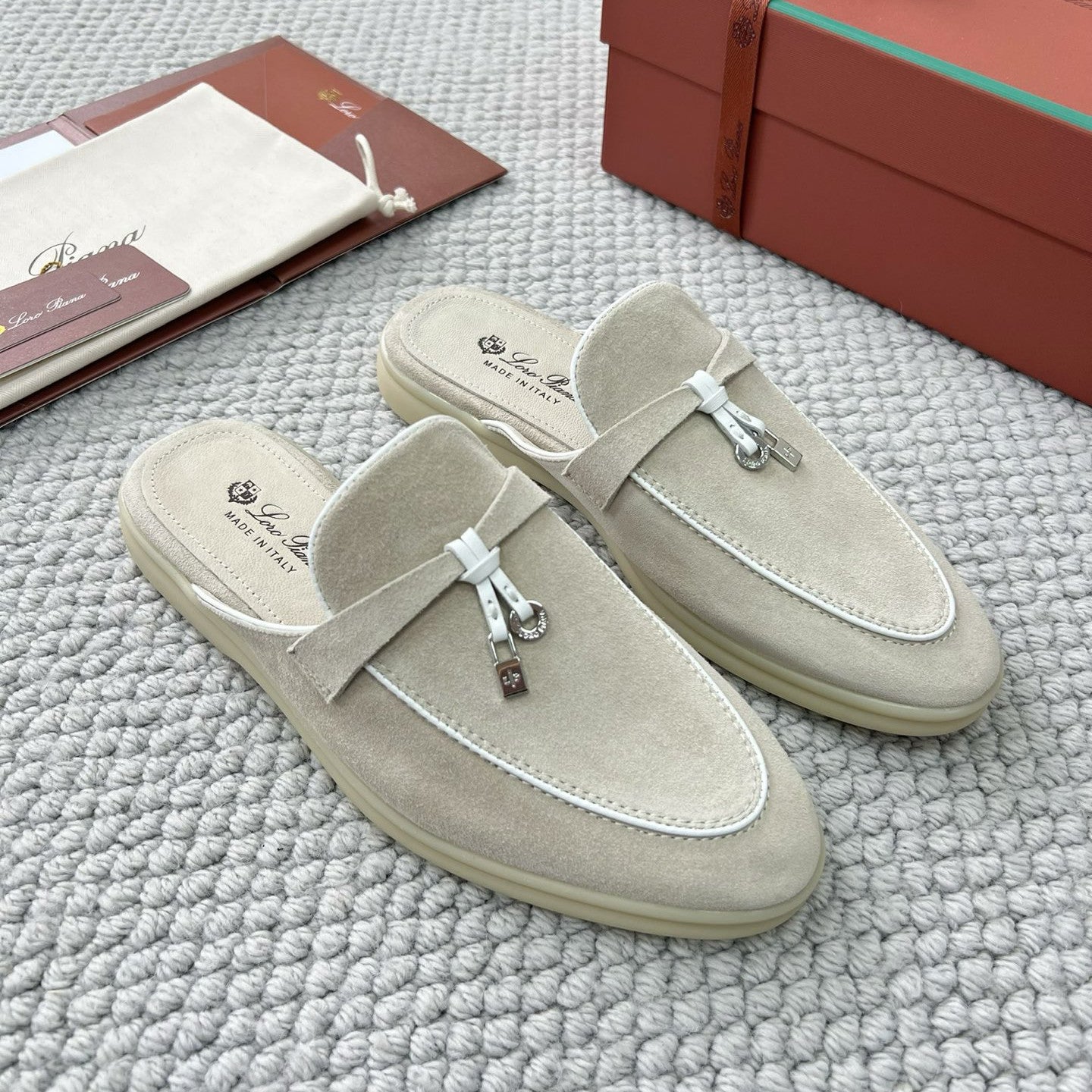 Loro Piana Women's Summer Solid Color Suede Simple Comfortable Rubber Bottom Baotou Slippers Shoes #76545