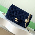 Chanel 25a Diamond Ball CF Velvet Clutch Women's Fashionable Exquisite Mini Crossbody Chain-Strap Flap Bag #193617