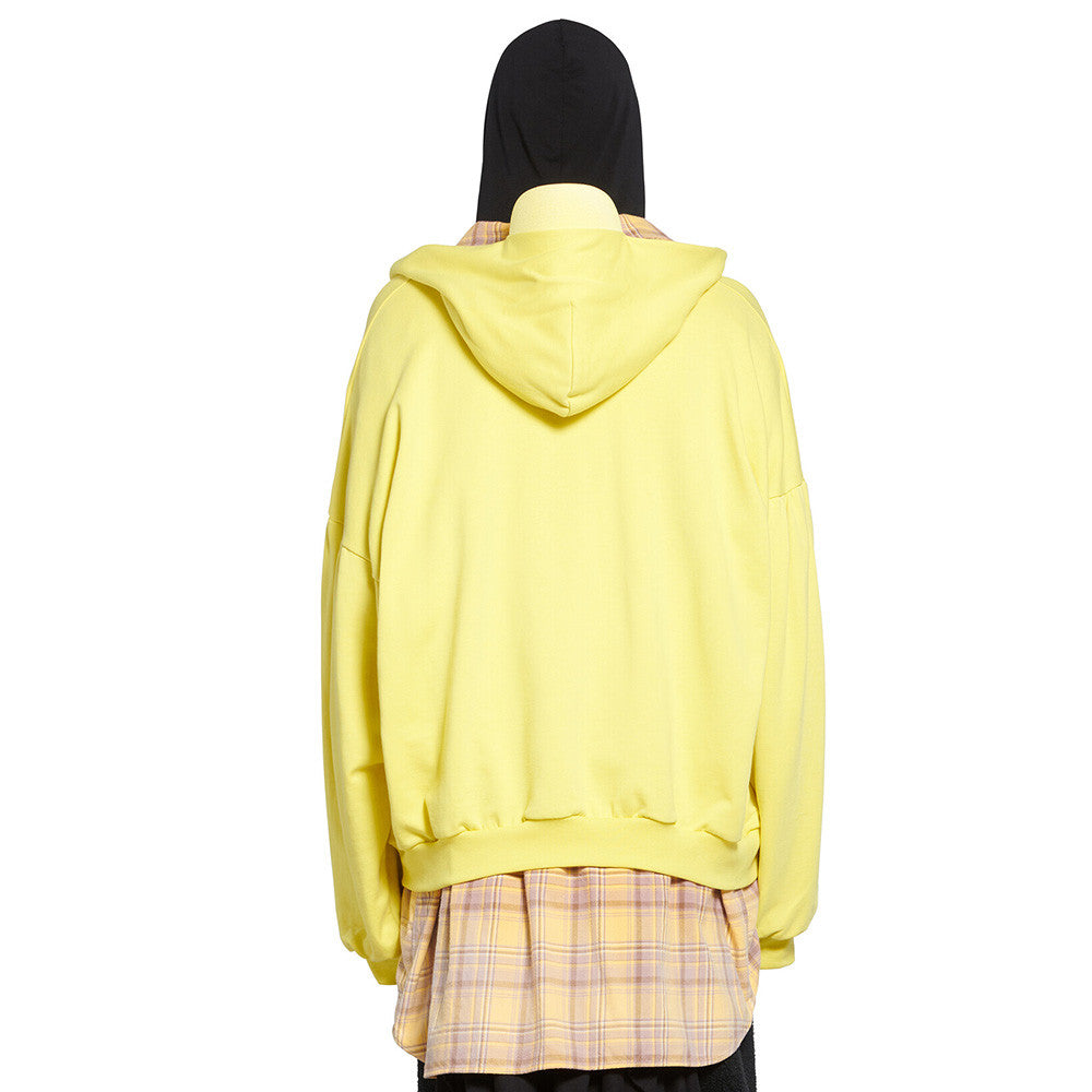Balenciaga Men's Women's Spring & Autumn Yellow/Black Spliced Logo Printed Cotton Zipper Oversized Hoodie Ngvp #7562