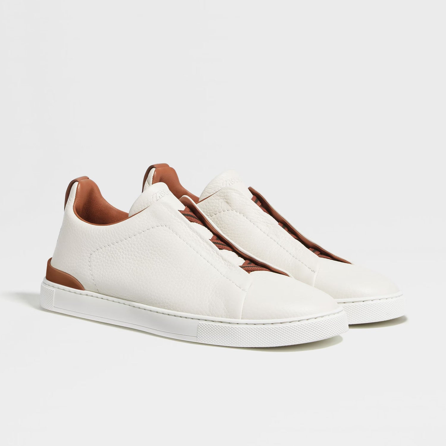 Ermenegildo Zegna Men's Solid Color Leather Fabric Simple Flat Casual Shoes #77176