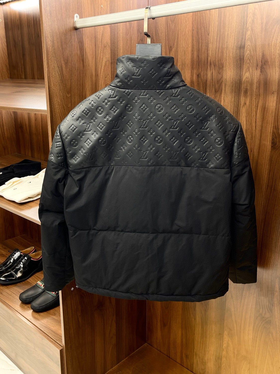 Louis Vuitton Men's Winter Leather Patchwork Loose Zipper Oversized Puffer Down Jacket #97244