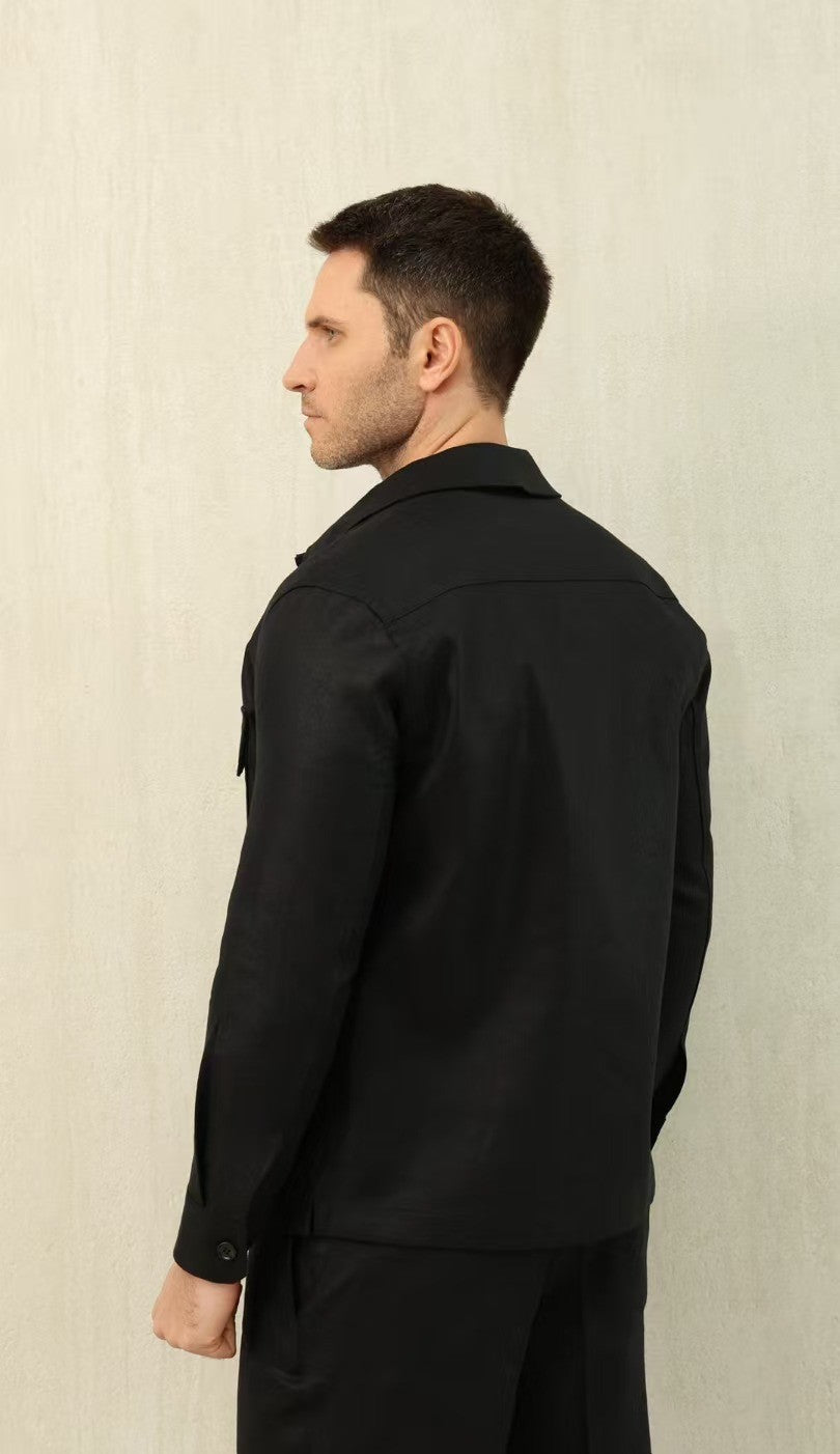 Ermenegildo Zegna Oasi Lino Shirt Jacket Men's Spring And Summer Lapel Single-breasted Pocket Temperament Shirt Simple Commuter Jacket Ngvp #1185