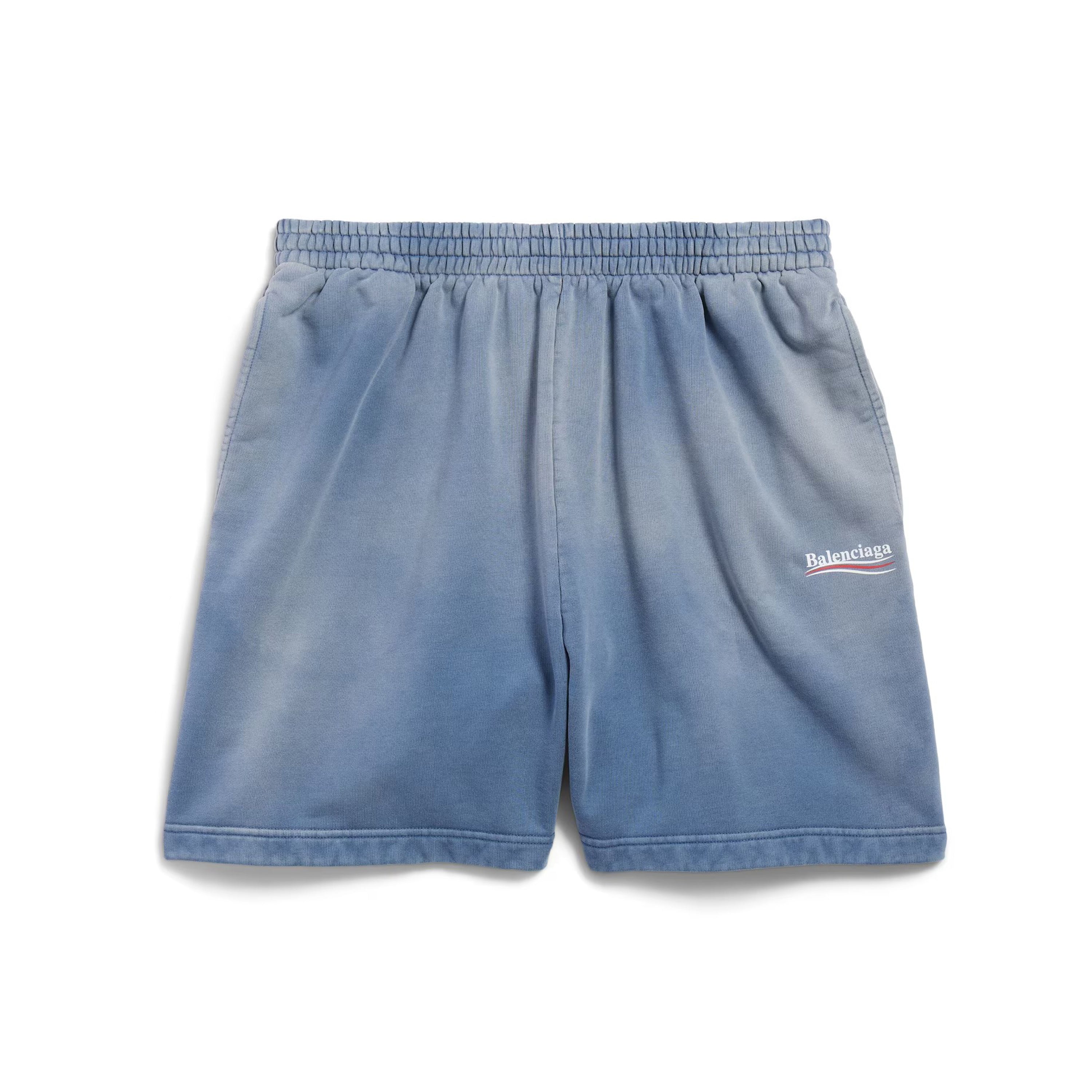Balenciaga Men's Summer Logo Printed Elastic Waist Cotton Casual Loose Washed Gradient Political Campaign Shorts #71897