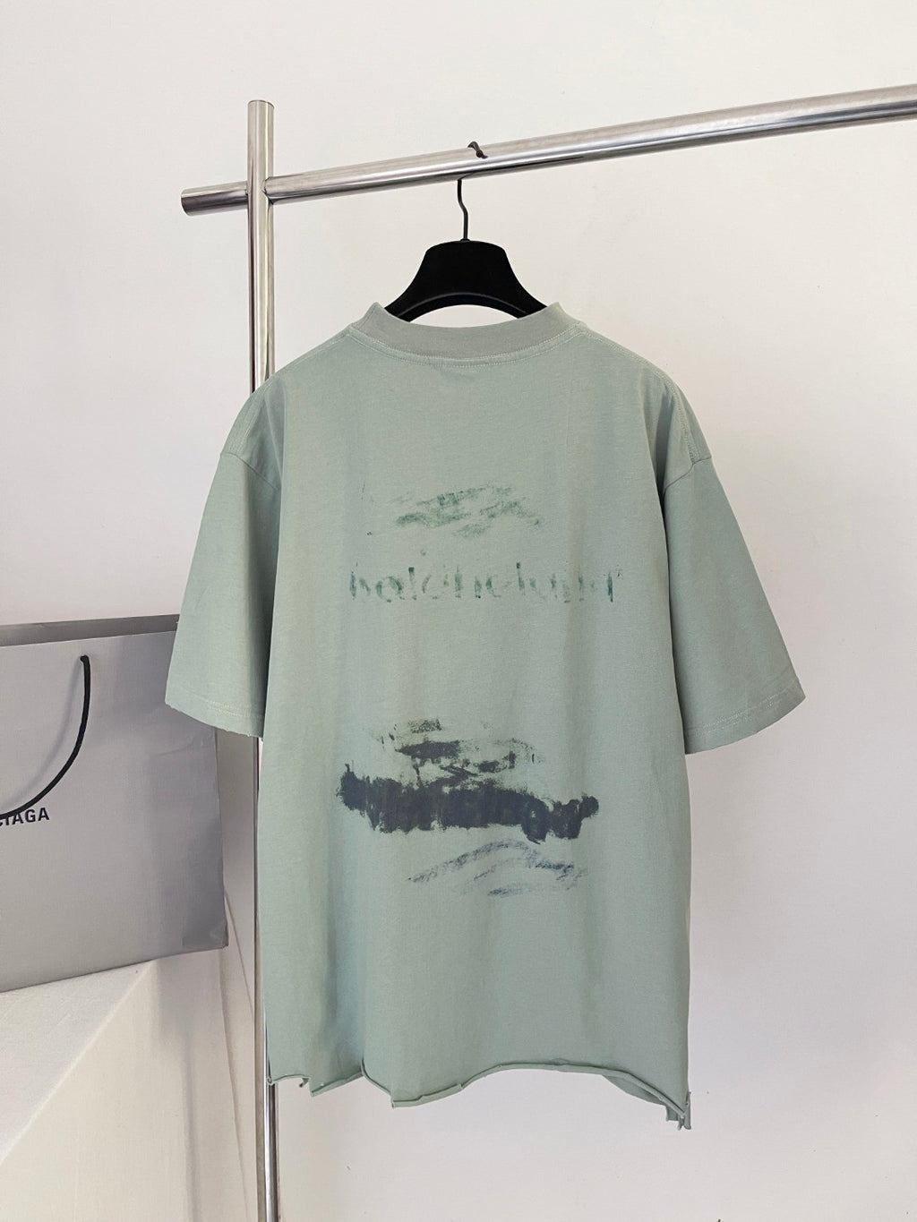 Balenciaga Women's And Men's Summer Solid Color Cotton Graffiti Printed Brushed Regular Fit Round Neck Short Sleeve T-Shirt #75925
