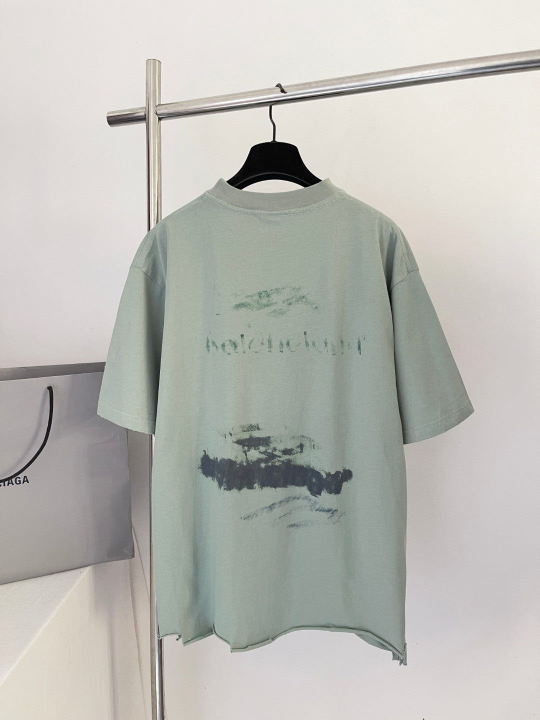 Balenciaga Women's And Men's Summer Solid Color Cotton Graffiti Printed Brushed Regular Fit Round Neck Short Sleeve T-Shirt #75925