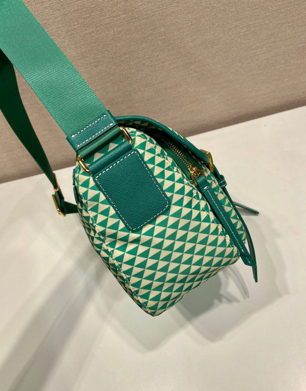 Prada Women's Monogram Printed Classic Triangle Logo Recycled Nylon with Cow Leather Shoulder Bag Bags #75665