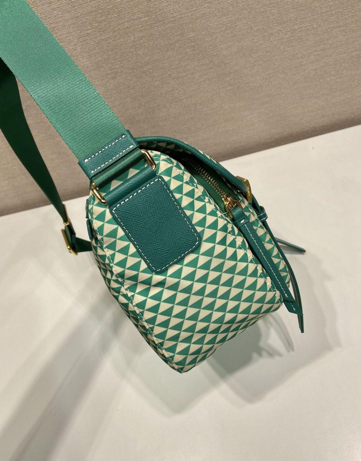 Prada Women's Monogram Printed Classic Triangle Logo Recycled Nylon with Cow Leather Shoulder Bag Bags #75665
