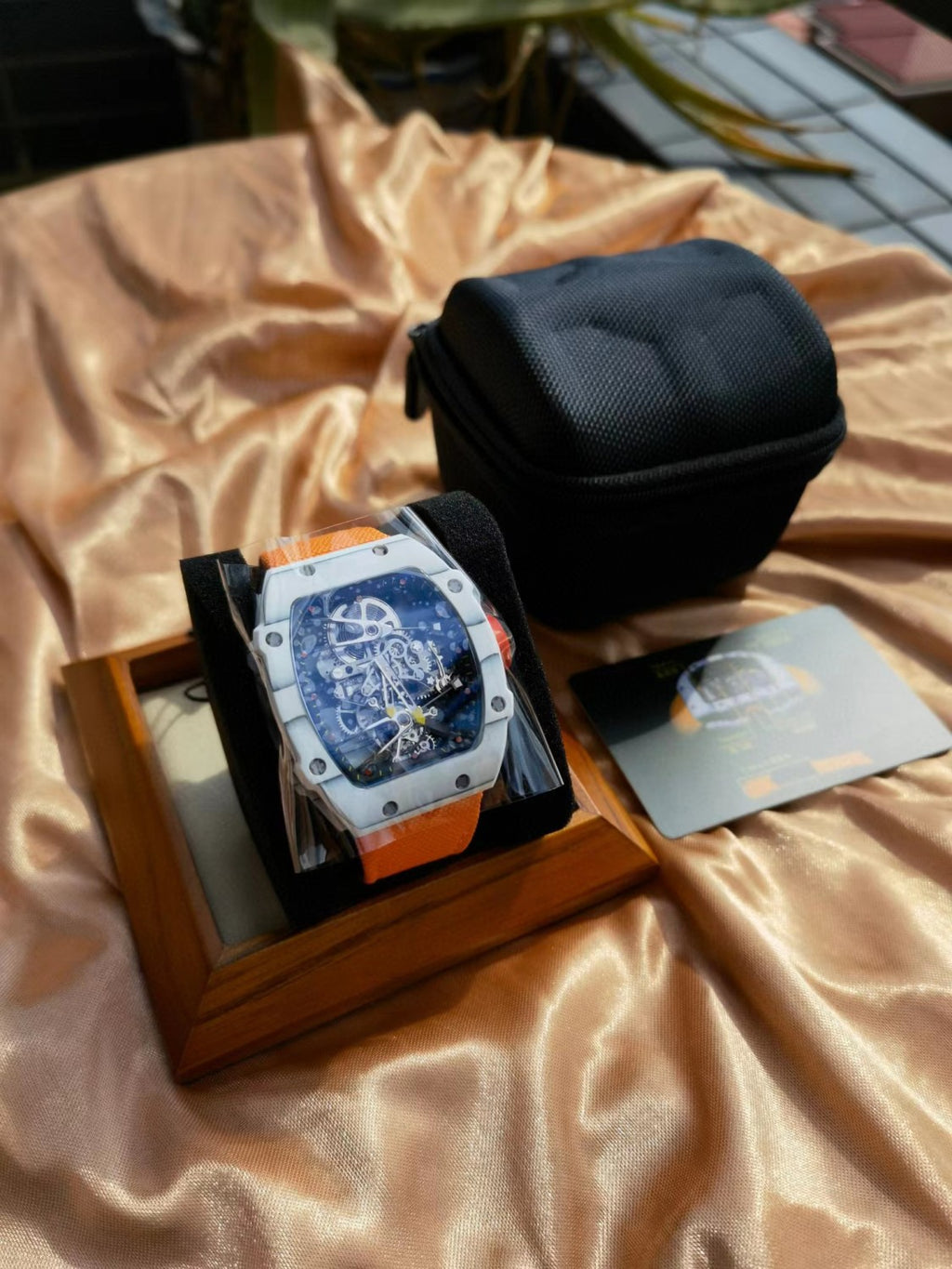 Carbon Fiber Tourbillon Wrist Watch Accessories Jewelry #82468