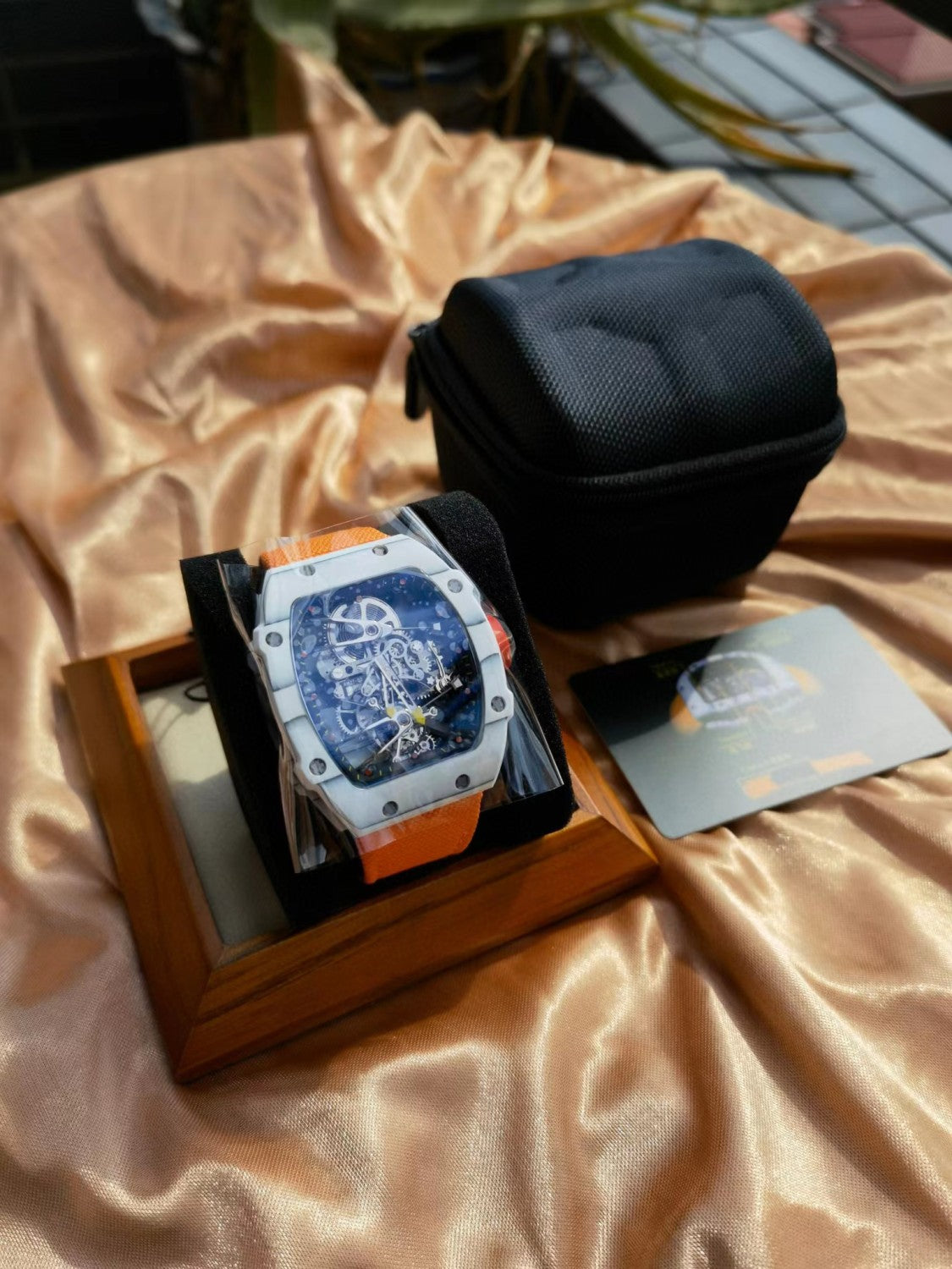 Carbon Fiber Tourbillon Wrist Watch Accessories Jewelry #82468