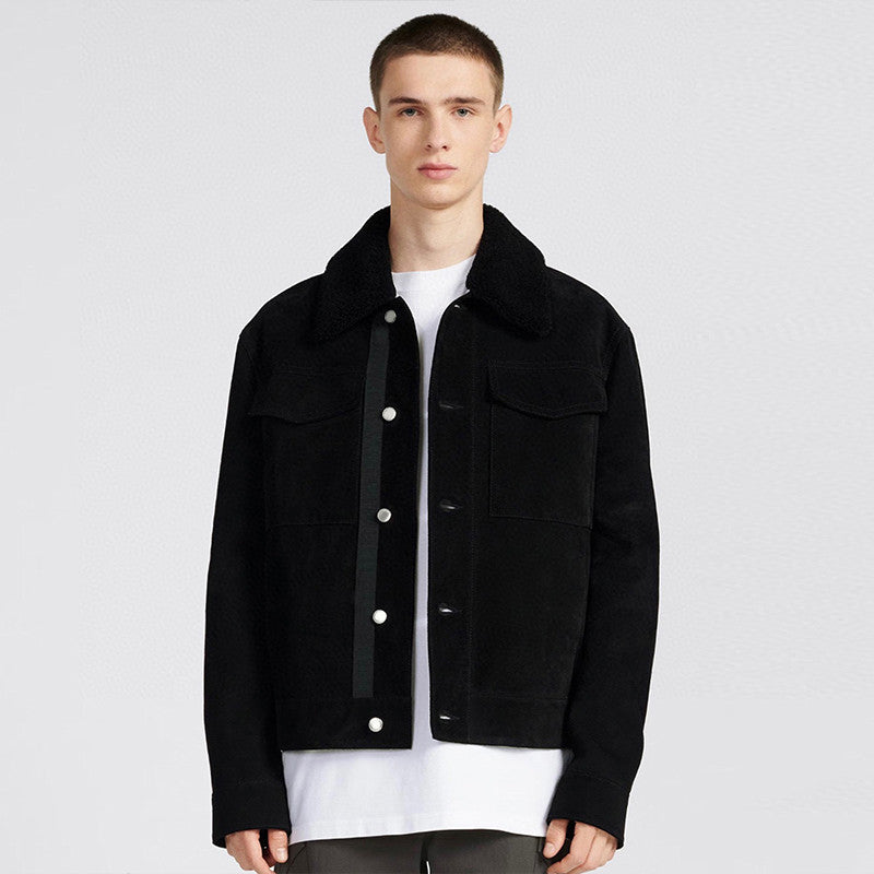 Dior Men's Autumn And Winter Solid Color Lapel Casual Single Breasted Cowhide Leather Short Jacket Ngvp #7226