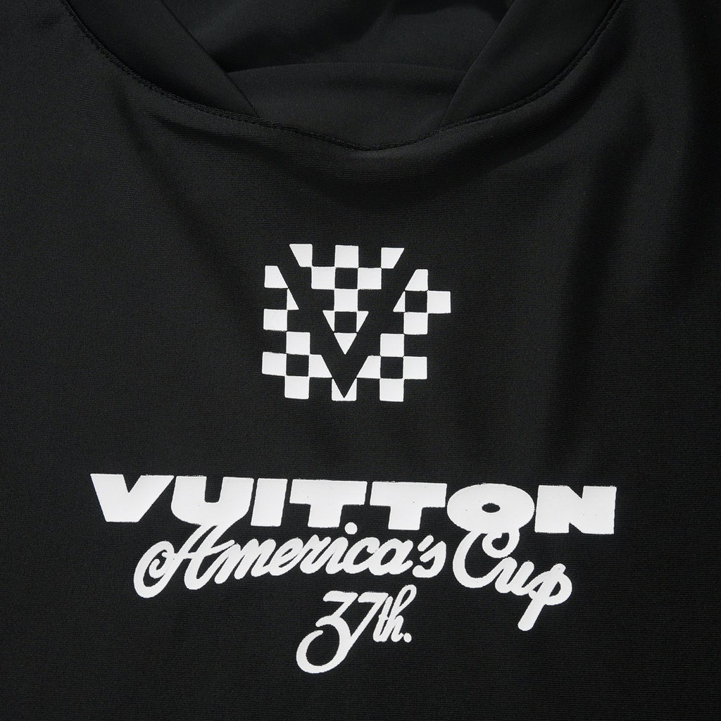 Louis Vuitton Men's Summer Black Letter Logo Round Neck Slim Short Sleeve T-Shirt #72838