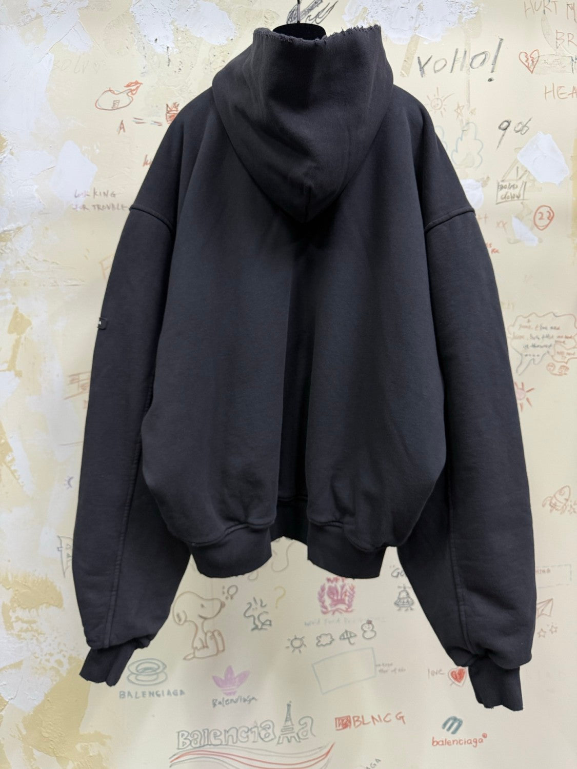 Balenciaga 25FW Men's  Hooded Bomber in Black Faded #333425