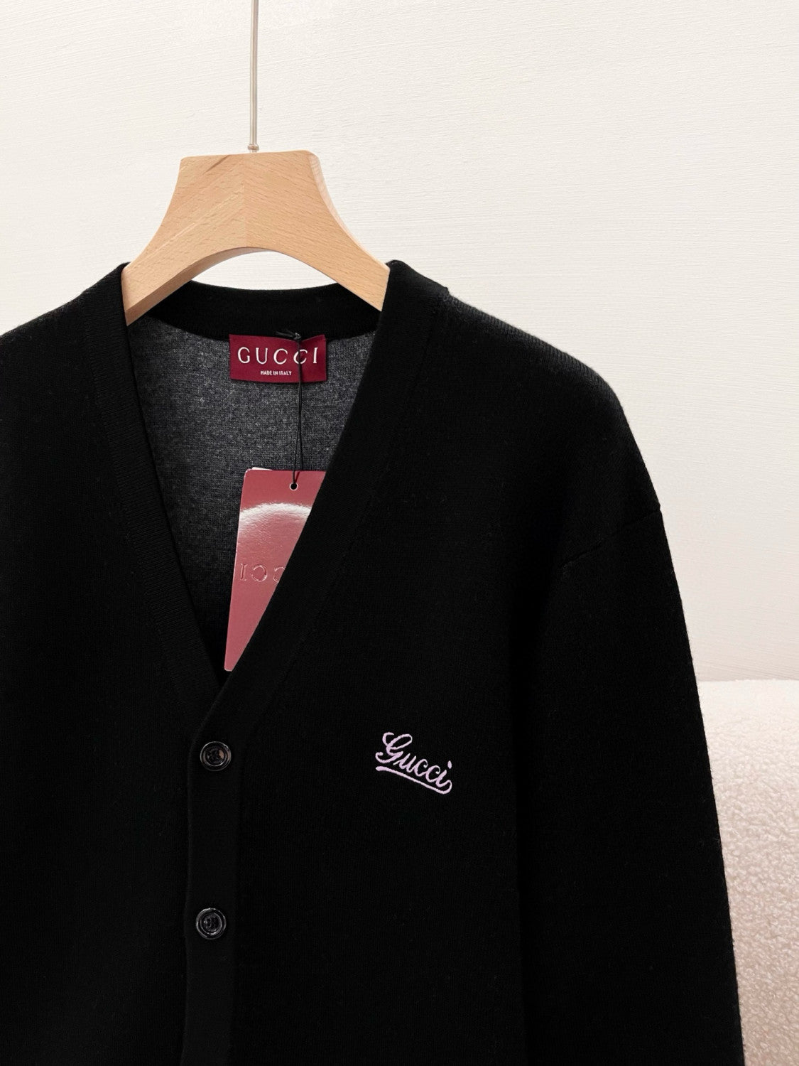 Gucci Men's Spring And Fall Embroidered Double Layer V-neck Single Breasted Long Sleeved Knit Jacket #74247
