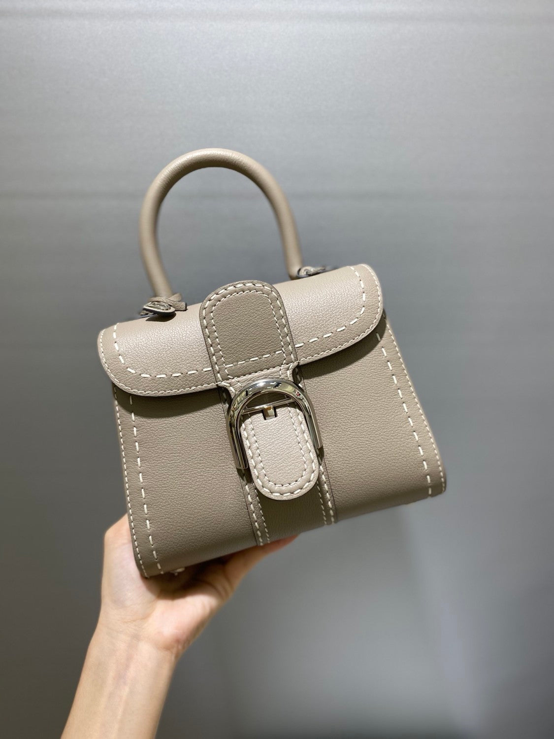 Delvaux Women's Outside Stitching Solid Color Calfskin Handheld Slanting Shoulder Bag Bag #75294