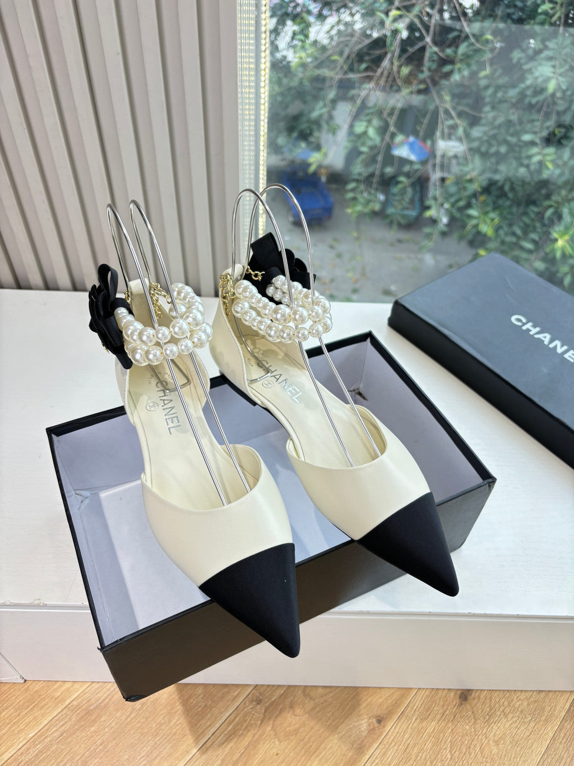 Chanel 25S Braided Mary Jane Toe Pearl Sandals #334482