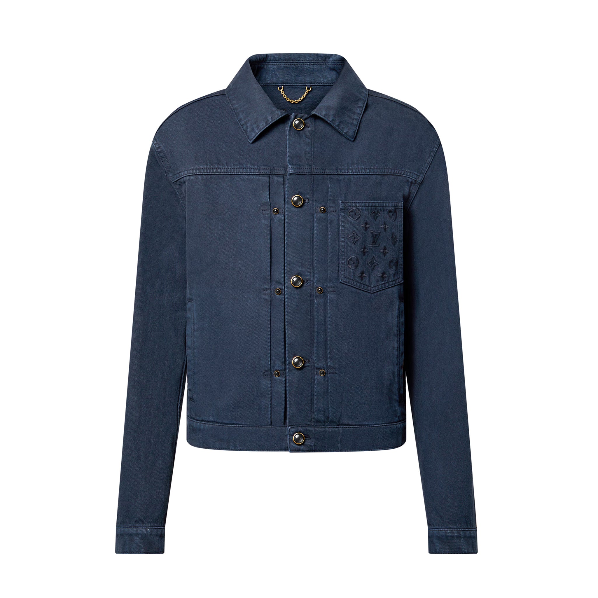 Louis Vuitton TYPE II Men's Spring/Autumn Solid Colour Embroidered Letter Print Pocket Single-Breasted Long-Sleeved Denim Jacket and Casual Denim Trousers Pants Set Suit #77715