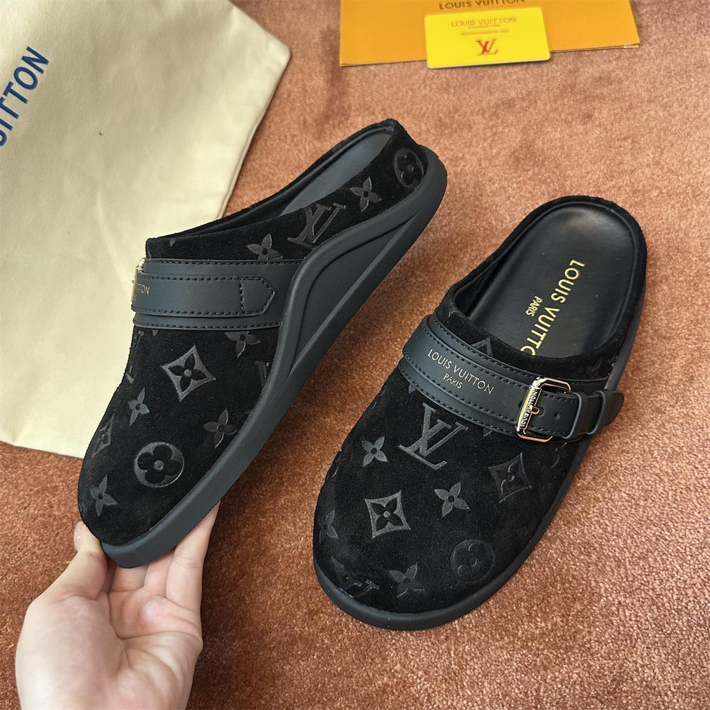 Louis Vuitton LV To-Go Comfort Women's Summer Alphabet Print Suede Leather Birkenstock Sandals Shoes #77536