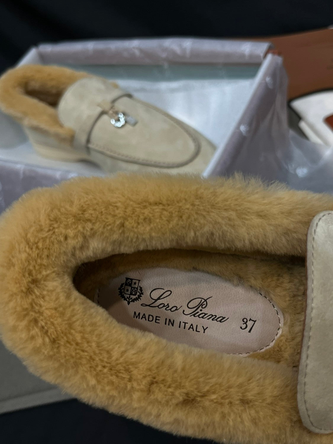 Loro Piana Women's Summer Charms Walk Moccasin Shoes Spring/Summer/Fall Solid-Color Beaver Fur Round-Toe Loafers Casual Shoes #81598