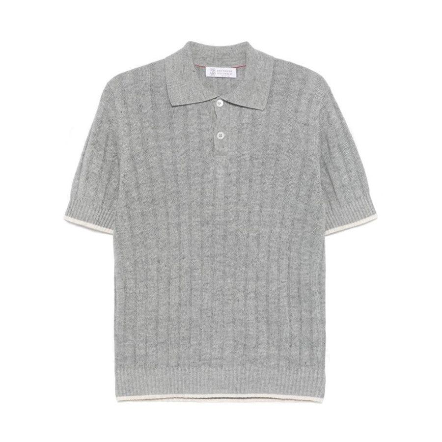 Brunello Cucinelli Men's Spring And Summer Solid Color Lapel Fitted Short Sleeve Polo Shirt Ngvp #1447