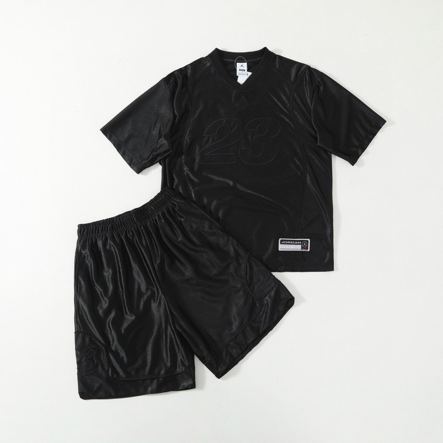 Supreme x aj Jordan Men's Summer Chest 23 Print Round Neck Short Sleeve T-Shirt Casual Shorts Set Suit #76482