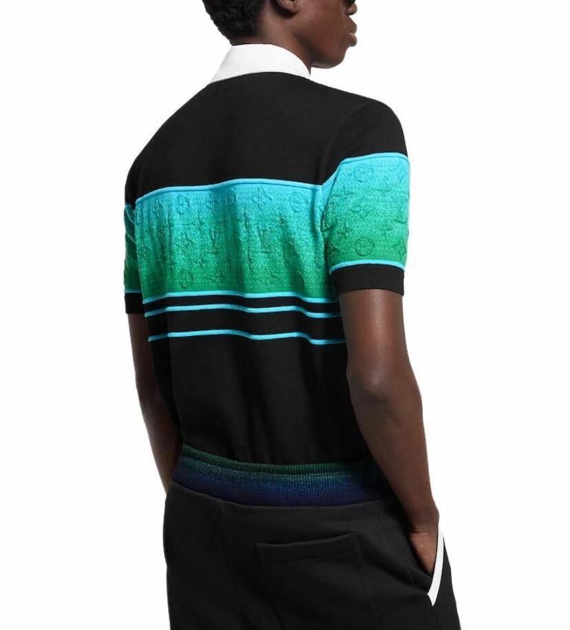 Louis Vuitton Men's Summer Colorblock Logo Print Polo Neck Cotton Short Sleeve T-Shirt #76235