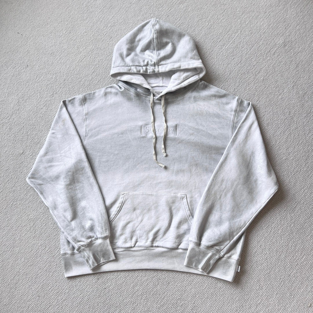 SUPREME/MM6 MAISON MARGIELA Men's and Women's Spring and Autumn Tie-Dye Washed Logo Solid Color Pocket Hooded Sweatshirt Pullover #73148