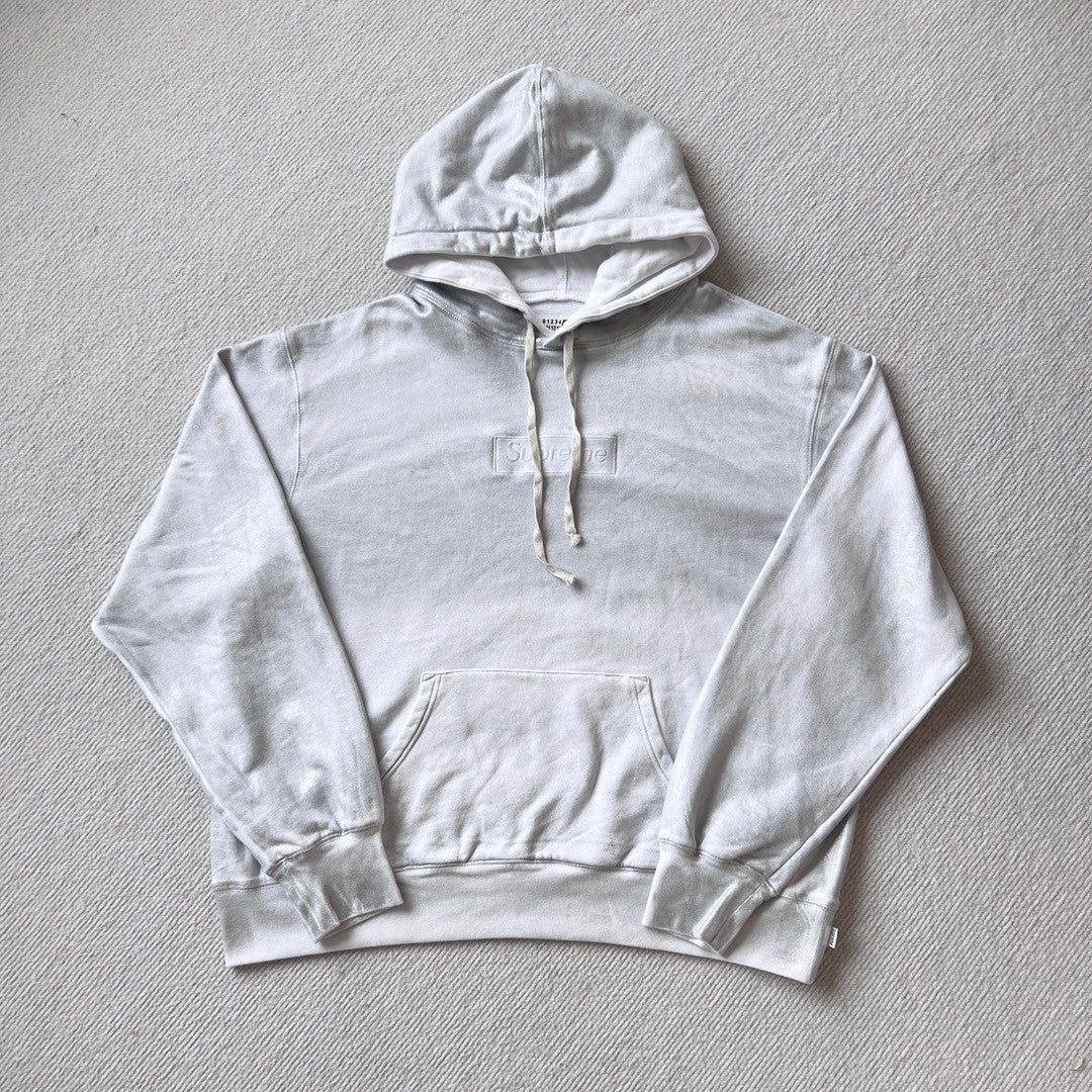 SUPREME/MM6 MAISON MARGIELA Men's and Women's Spring and Autumn Tie-Dye Washed Logo Solid Color Pocket Hooded Sweatshirt Pullover #73148