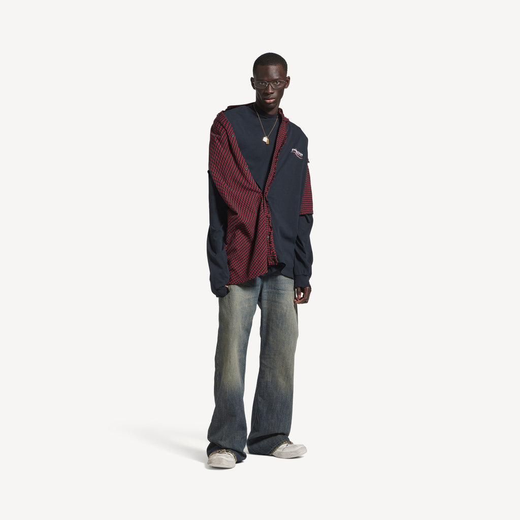 Balenciaga Men's Patched Shirt in Red black #335726