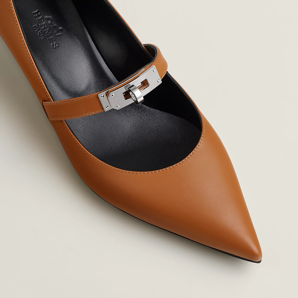 Hermes Women's Kiara 40 Pump Four Seasons Solid Color Pointy Toe Leather Stiletto High Heels Casual Shoes #81322