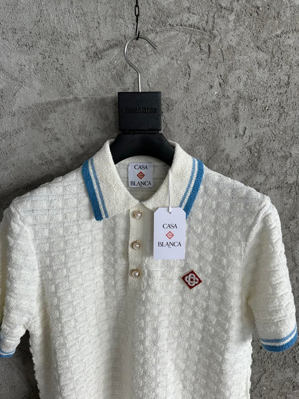 Casablanca Men's Fall/Winter Fashion Casual 100% Cotton Block Knit Polo Shirt T-Shirt #79414