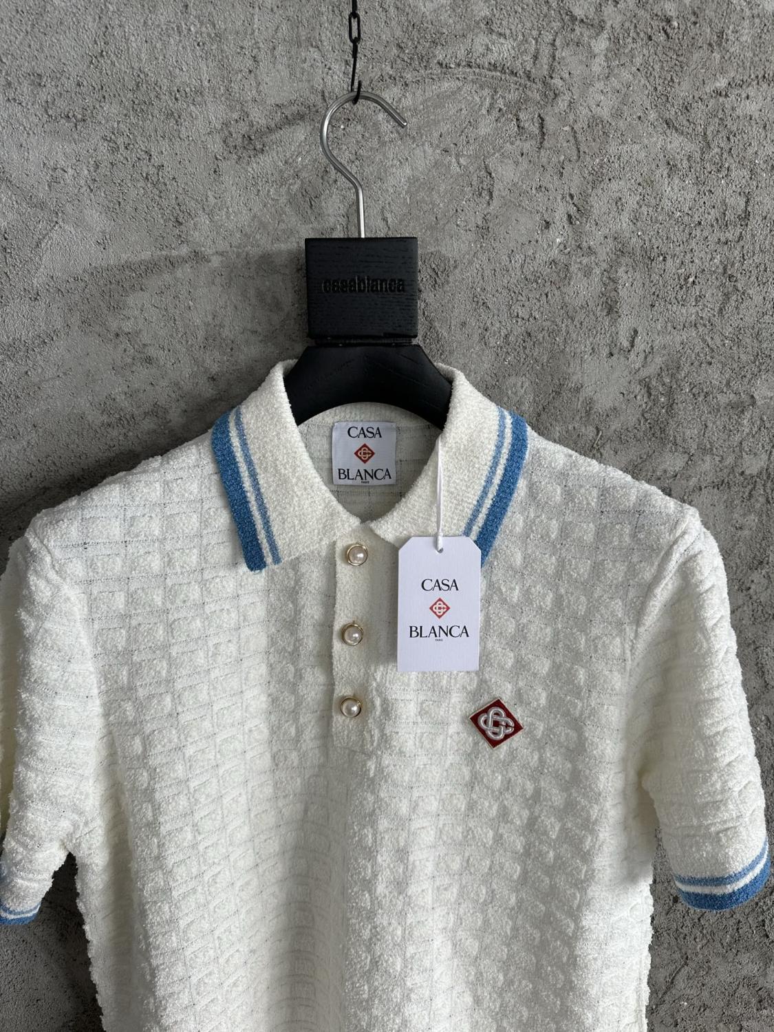 Casablanca Men's Fall/Winter Fashion Casual 100% Cotton Block Knit Polo Shirt T-Shirt #79414