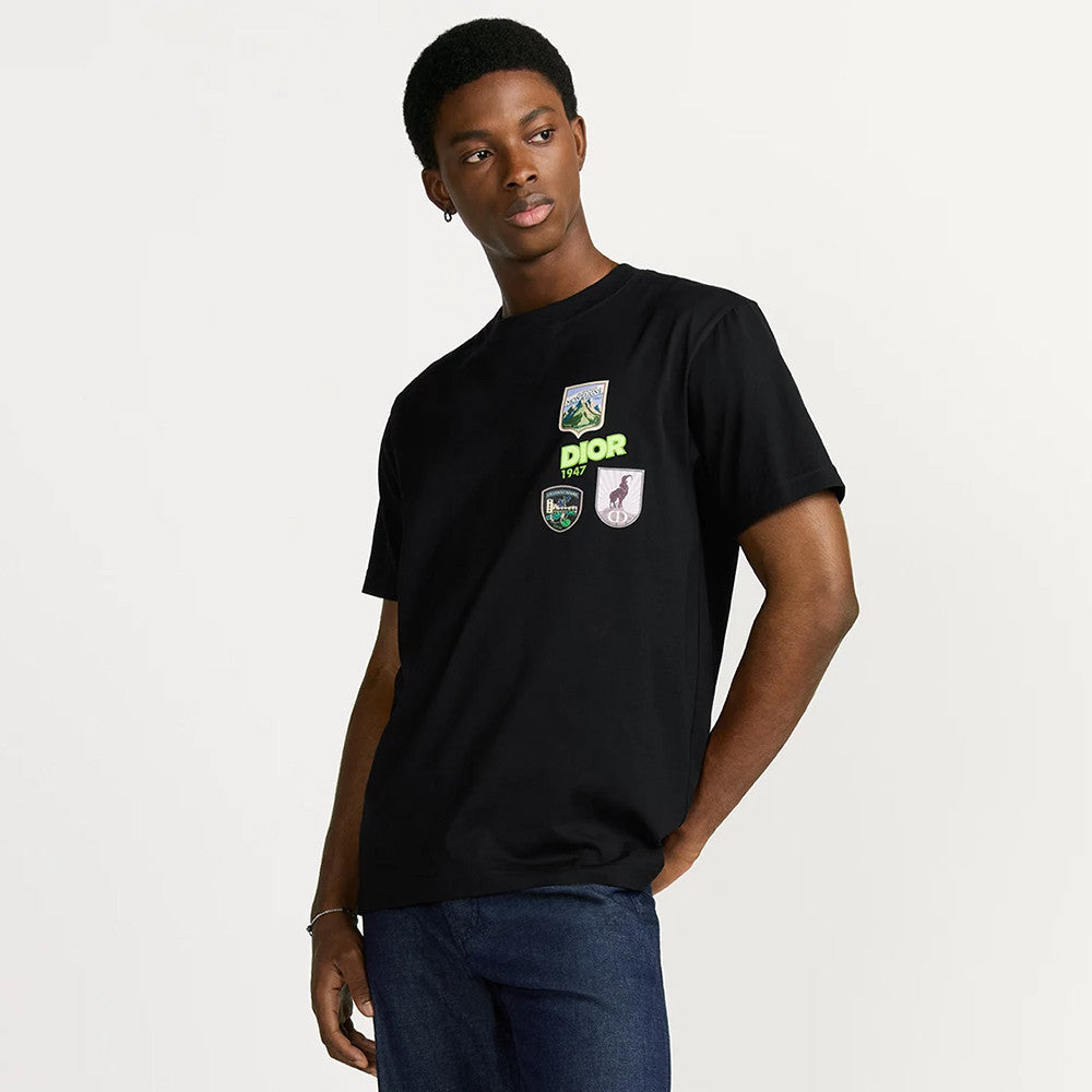 DIOR Dior Mountain T-Shirt Relaxed Fit Black Cotton Jersey #375559