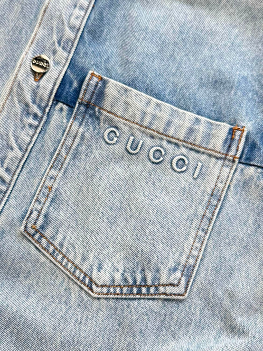 Gucci Men's Spring/Autumn Fashionable Washed Color Letter Logo Embossed Denim Shirt Jacket #78161