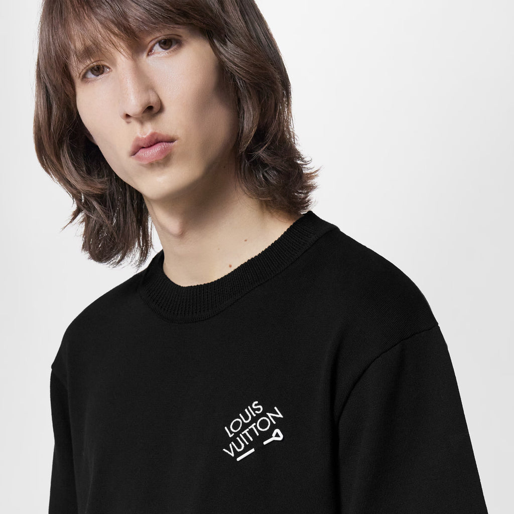 Louis Vuitton Men's Solid Color Logo Embroidery Casual Cotton Crew Neck Shirt Short Sleeve T-shirt #76114