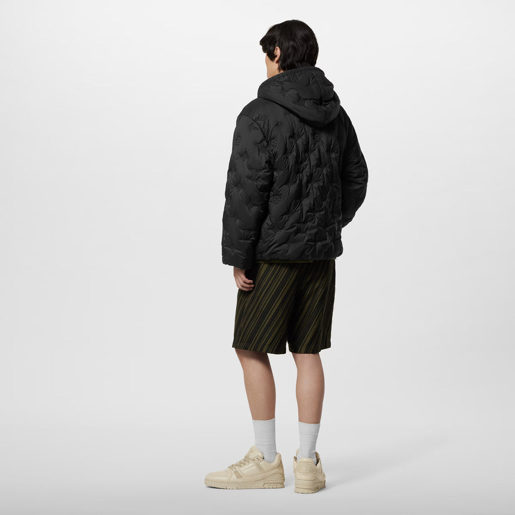 Louis Vuitton MONOGRAM Quilted Hooded Belted Jacket Women's And Men's Autumn and Winter Embroidered Letter Printed Solid Color Hooded Zipper Long Sleeve Cotton Jacket #76429