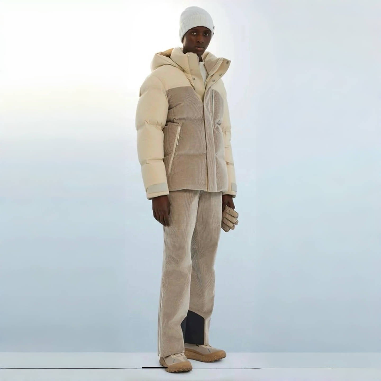 Ermenegildo Zegna Men's Fall And Winter Color Blocking Down Jacket 90 White Duck Down Warm Loose Hooded Zipper Thick Jacket  Ngvp #2423