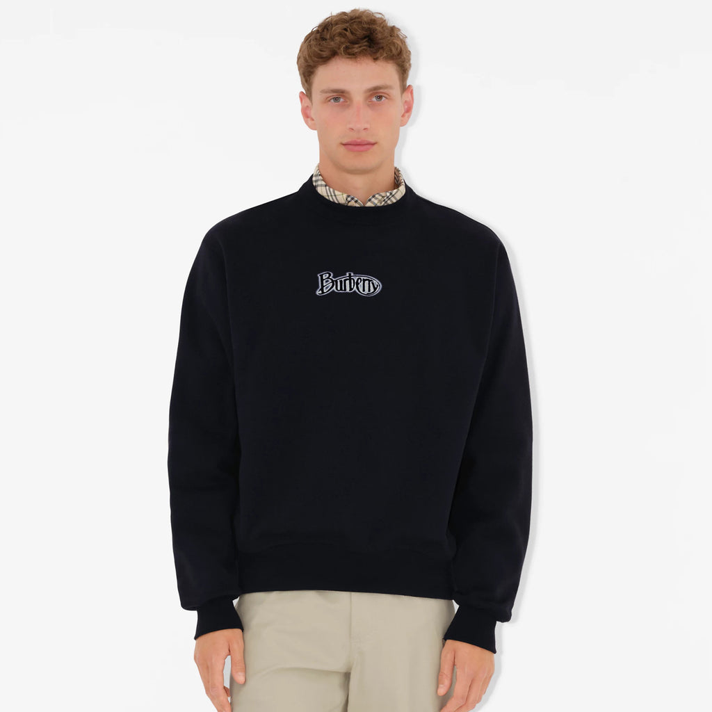Burberry Men's Spring and Autumn Black Letter Logo Pattern Printed Round Neck Long Sleeve Sweatshirt Elastic Drawstring Casual Pants Suit Set #74235