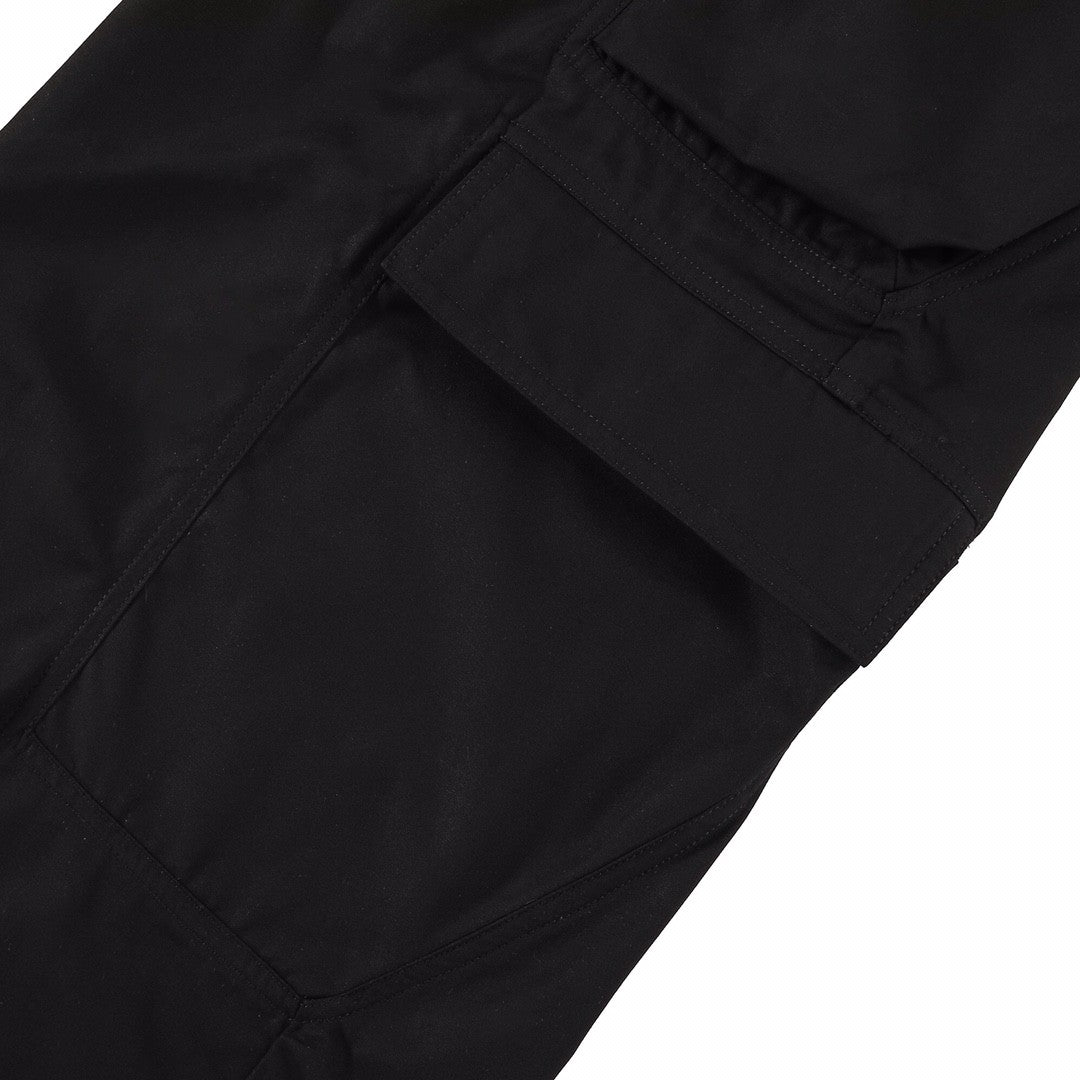 Rick Owens Men's Spring & Fall Black Multi-Pocket Drawstring Zipper Wide Leg Flared Pants #72482