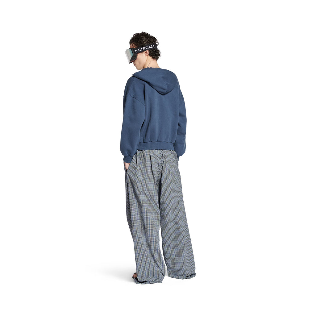 Balenciaga Men's Four Seasons Checked Cotton And Linen Blend Tracksuit Pants Elastic Waist Drawstring Solid Color Loose Casual Wide Leg Pants Ngvp #1947