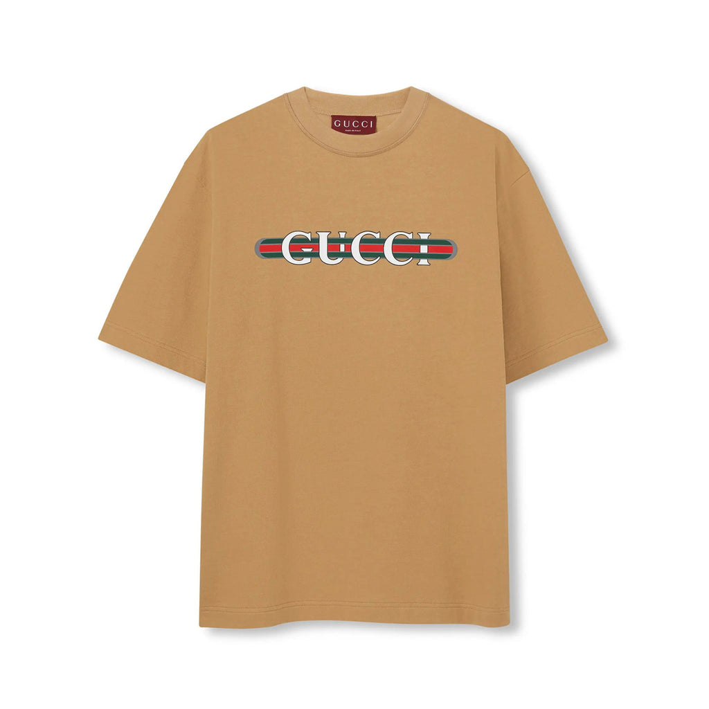 Gucci Men's Summer Solid Color Letter Print Round Neck Drop Shoulder Short Sleeve T-shirt #76313
