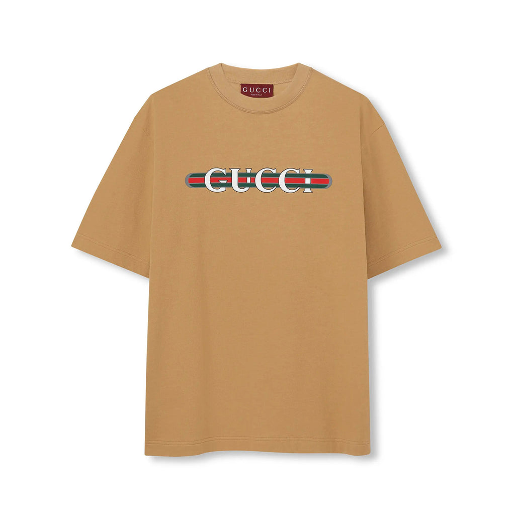 Gucci Men's Summer Solid Color Letter Print Round Neck Drop Shoulder Short Sleeve T-shirt #76313